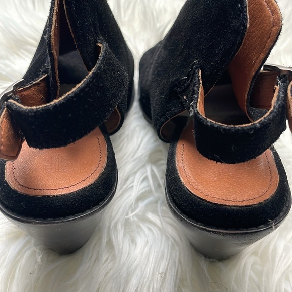 Frye COURTNEY Slingback Mule Peep-Toe Black Suede. Size. 10. Used excellent. - Picture 6 of 10